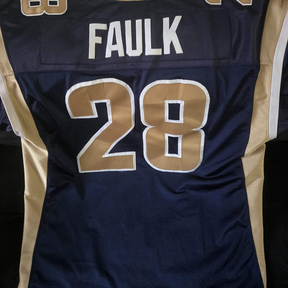 Marshall Faulk Reebok Authentic NFL St. Louis Rams #28 Jers Navy and Gold Jersey